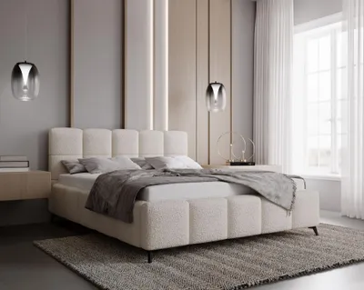 Obrázek produktu pro Čalouněná postel 140x200 ARMINDA 1 s úložným prostorem - krémově bílá