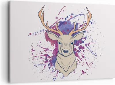 Produktbild von Bild auf Leinwand - Leinwandbild - Hirsch Abstraktion - 100x70cm - Wand Bild - Wanddeko - Leinwanddruck - Bilder - Kunstdruck - Wanddekoration - Leinwand bilder - Wandkunst - AA100x70-3691