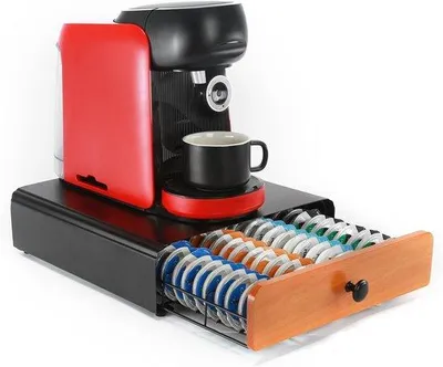Produktbild von Famanu Kaffeekapselhalter mit Schublade - Aufbewahrungsbox für 64 Kaffeekapseln - Schwarz