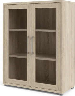 Image de Prisme Étagère de bureau avec 2 portes vitréesReproduction chêne