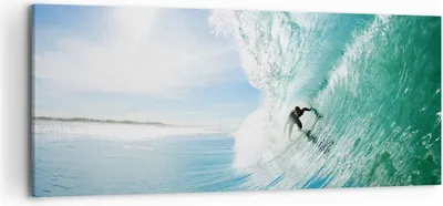 Produktbild von Bild auf Leinwand - Leinwandbild - Abenteuer surfer welle ozean - 120x50cm - Wand Bild - Wanddeko - Leinwanddruck - Bilder - Kunstdruck - Wanddekoration - Leinwand bilder - Wandkunst - AB120x50-2541