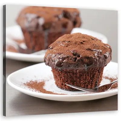 Produktbild von Leinwandbild Schokoladenmuffins 60x60 Feeby Braun bild für die wand bereit zum aufhängen