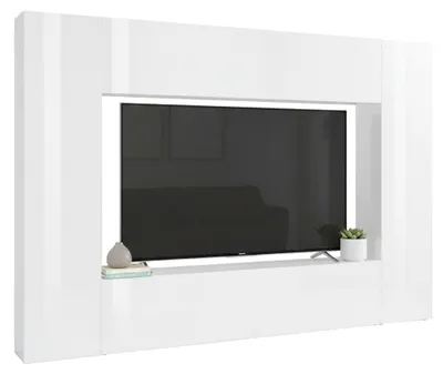Produktbild von Wohnzimmermöbel Dgirm, Wohnzimmer-Set TV-Möbel mit 4 Türen, Mehrzweck-Wohnmöbel, 100 %  Italy, cm 260x30h180, glänzend weiß