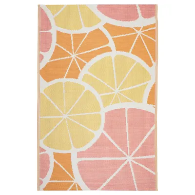 Produktbild von Outdoor Teppich 120x170 cm - Schnell Trocknend - Wetterfest - Zum Garten Balkon Terrasse - Zitronenmuster