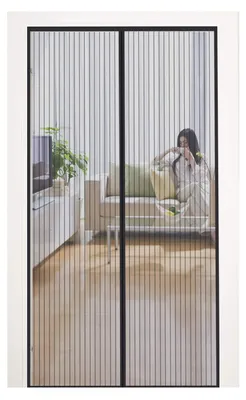 Productafbeelding van MYCARBON Vliegenhor voor deur met magneetsluiting, 110x230 cm, insectenwerend, geschikt voor balkondeuren – Zwart gestreept