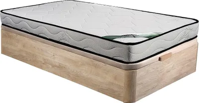 Produktbild von Set 90 x 190 cm Rahmen mit Box Naturlicht + 15 cm dicke Schaumstoffmatratze mit Bambusbezug - KANANI by NATUREA