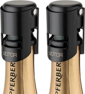 Produktbild von Famanu Champagnerstopfen Edelstahl - Wiederverwendbare Flaschenverschlüsse für Sekt und Prosecco - 2 Stück