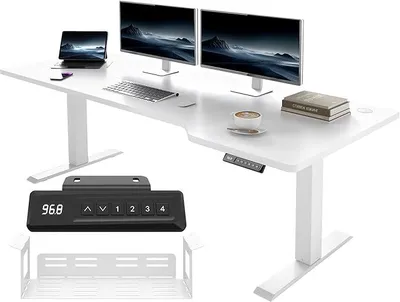 Produktbild von HöHenverstellbarer Schreibtisch 180x85cm L-Form, Gaming Tisch Elektrisch Höhenverstellbar, Ergonomie Bürotisch mit 4-Memory-Funktion & Kabelmanagement, Weiß