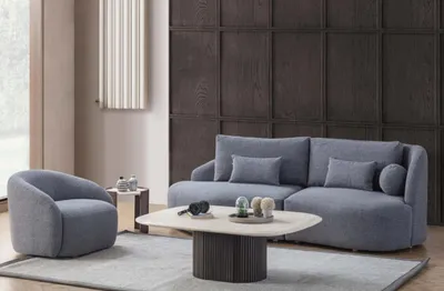 Produktbild von Komplette Wohnzimmer Sitzgarnitur Designer Dreisitzer Sofa Sessel 2tlg
