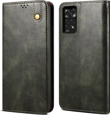 Produktbild von Redmi Note 11S Hülle, Leder Flip Brieftasche Schutzhülle für Xiaomi Redmi Note 11S Grün