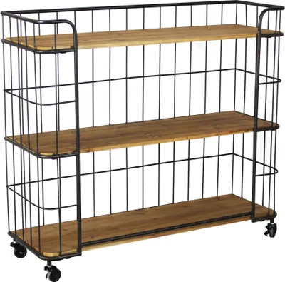 Immagine prodotto di Milani Home - libreria su ruote 104 x 36 x 93 cm, marrone, truciolare bilaminato e metallo