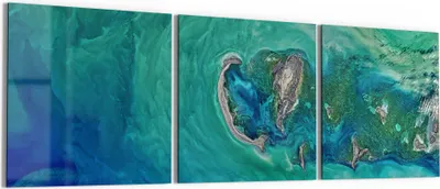 Produktbild von DEQORI Glasbild Echtglas 3x50x50 cm 'Herz der See' Wandbilder XXL groß