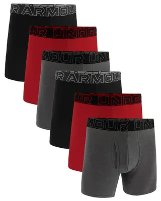 Produktbild von UNDER ARMOUR Herren Boxershorts, 6er Pack - Performance Baumwolle Boxer Briefs- Solid 6 in, Stretch, Baumwollmischung Schwarz/Grau/Rot XL