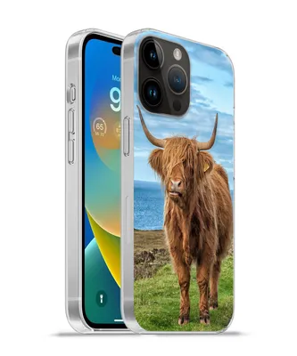 Produktbild von MuchoWow® Handyhülle Schutzhülle Hülle für Apple iPhone 14 Pro Max Schottischer Highlander - Wasser - Hörner Silikon Softcase Handy Hülle - Hardcover