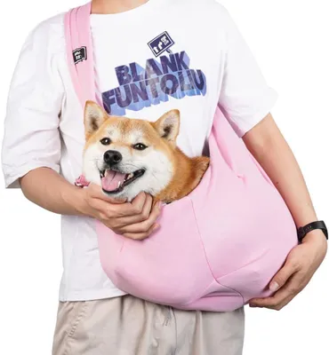 Imagen del producto de Bolsa transportadora para mascotas, de 1,4 a 6,8 kg, con compartimento, de uso manos libres, color rosa, ideal para paseos