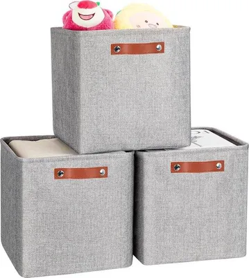 Produktbild von Faltbare Stoffboxen Grau 30x30x30cm Set 3