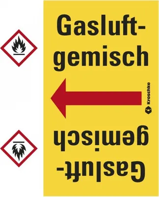 Produktbild von Dreifke® Rohrleitungsband Gasluftgemisch, praxisbewährt, ab Ø 50mm, gelb/schw...