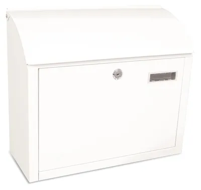 Produktbild von Wandbriefkasten Denian mit Namensschild | HxBxT 33x38,4x17cm | Einwurföffnung 34x4,5cm |Weiß