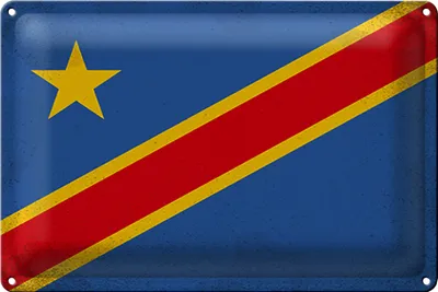 Produktbild von Blechschild Flagge DR Kongo 30x20cm Flag Congo Vintage