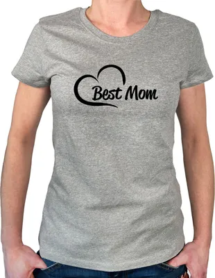 Produktbild von Huuraa Damen T-Shirt Best Mom Heart M Sport Grey Bio Baumwolle Fairtrade Damenshirt Geschenkidee