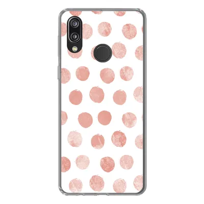 Produktbild von MuchoWow® Handyhülle Schutzhülle Hülle für Huawei P20 Lite (2020) Polka dots - Rosa - Weiß Silikon Softcase Handy Hülle - Kartenhalter