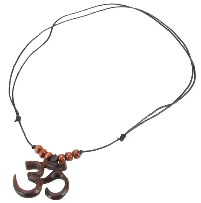 Produktbild von Ethno Holzschmuck, Halskette, Surferkette - OM/3, Braun, 3*5*0,5 cm, Ketten & Modeschmuck für den Hals