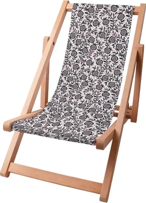 Image de Dreamroots Chaise longue enfant pliable bois, jusqu'à 130 kg, Chaise longue pliable avec dossier inclinable en 3 positions, Flower Buds