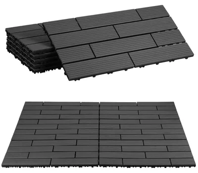 Produktbild von Ikodm WPC Terrassenfliesen 30x60 cm Anthrazit 60 Stück 10 m² Klickfliesen Garten Balkon