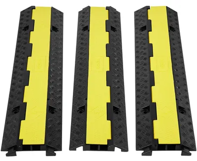 Productafbeelding van VEVOR Kabelkanalen, 3 stuks, 2-kanaals, buisbrug, kabelbrug, bescherming tegen overrijden, kabelhelling