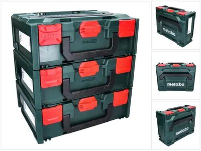 Produktbild von Metabo metaBOX 145 Set 3x System Werkzeug Koffer Stapelbar 396 x 296 x 145 mm + 3x Universaleinlage