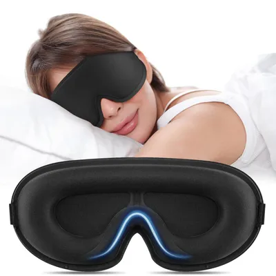 Produktbild von Schlafmaske für Seitenschläfer, verstellbares Gummiband, lichtundurchlässig und atmungsaktiv, Augenmaske für Männer und Frauen, für Reisen, Büro, Yoga (Schwarz)