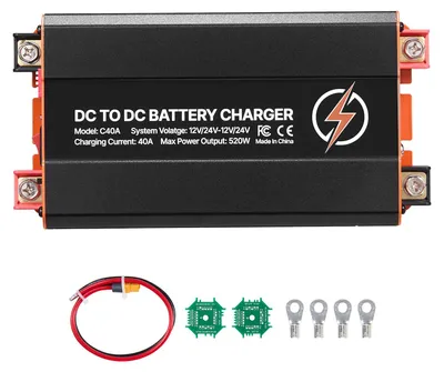 Zdjęcie produktu dla SucceBuy DC-DC Ladebooster 40 A 520 W, szybka ładowarka do akumulatorów 12 V / 24 V, takich jak LiFePO4, AGM i żelowe, idealna do kamperów, przyczep kempingowych oraz jako awaryjne źródło zasilania w domu