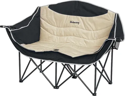 Produktbild von Faltstuhl faltbar 2 Sitzer Campingstuhl mit Getränkehalter Tragetasche bis 250kg belastbar Khaki