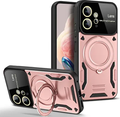 Produktbild von Rüstung Handyhülle für Xiaomi Redmi Note 12 4G Dual-Layer Ringhalter Ständer Hülle Roségold