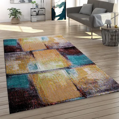 Produktbild von Teppich Wohnzimmer Kurzflor Vintage Geometrisches Muster Abstrakter Stil Modern Grösse 60x100 cm