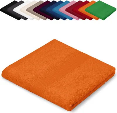 Produktbild von Saunatuch XXL 100x200 cm Saunalaken Strandtuch Saunahandtuch 100% Baumwolle Badelaken, Farbe: Orange