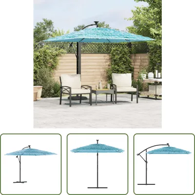 Image de The Living Store Parasol avec mât en acier bleu 246x246x230 cm