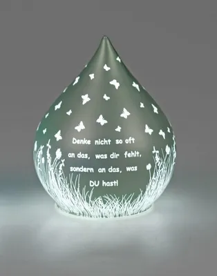 Produktbild von formano 1 Stück Deko-Tropfen in Frosty-Silber grün mit LED-Licht + Timer 15cm