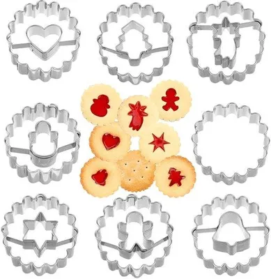 Productafbeelding van Set van 8 Kerst Linzer Koekjesuitsteekvormen