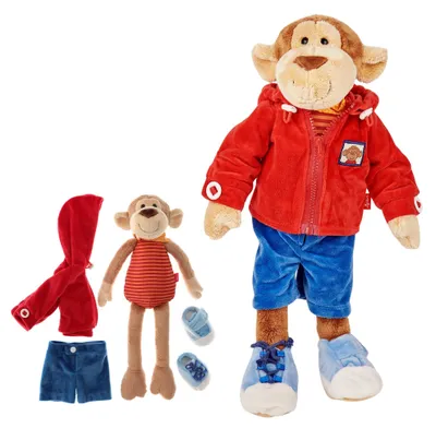 Produktbild von Sigikid PlayQ Lernspielzeug AFFE mit Kleidung Motorik Spielzeug - Anziehpuppe Re