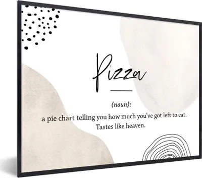 Produktbild von MuchoWow® Gerahmtes Poster Wörterbuch - Zitate - Pizza - Sprichwörter - Pizza Definition 80x60 cm - Poster mit Schwarzem Bilderrahmen Wandposter Rahmen Foto Bilder - Schwarzem - Mit Gestell
