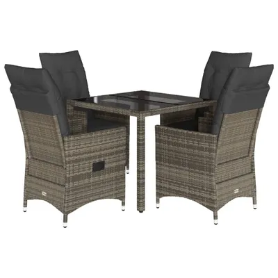 Image de vidaXL Ensemble de jardin 5 pièces avec coussins Gris Poly rotin