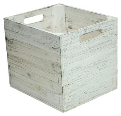 Produktbild von Holzkiste Shabby weiß schwarz passend für Kallax und Expeditregale Regaleinsatz