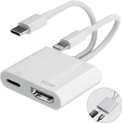 Produktbild von Kabeladapter Lightning & Typ-C auf HDMI – Digital AV Adapter für iPhone & iPad, 1080P Video & Audio Sync