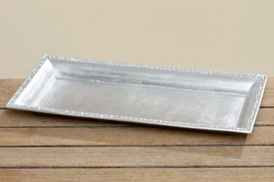 Produktbild von Dekotablett L.37 B.17 cm Kunststoff silber Stückpreis
