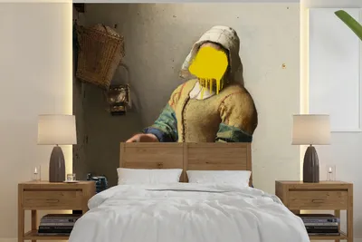 Obrázek produktu pro MuchoWow® Fototapety do obývacího pokoje nebo ložnice tapety vinylové motivy tapety Mlékařka - Vermeer - Umění 240x240cm
