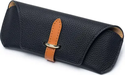 Produktbild von Sonnenbrillenetui aus weichem Leder, leicht und tragbar fš¹r Damen und Herren, Schwarz.