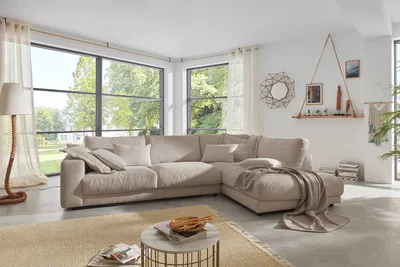 Produktbild von KAWOLA Sofa MADELINE Ecksofa Cord taupe Recamiere rechts