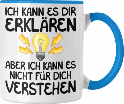 Produktbild von Trendation - Elektriker Lehrer Geschenk Tasse Lustiger Spruch Geschenkidee für Elektrik Studenten Kaffeetasse Becher (Blau)