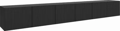 Produktbild von MEBLINI TV-Schrank 300cm Lang - Fernsehschrank - TV Lowboard Industrial - Unterschrank für Fernseher - TV-Unterschrank - TV-Schrank - Hängeschrank - NOEMI - 300x40x41cm - Schwarz Matt